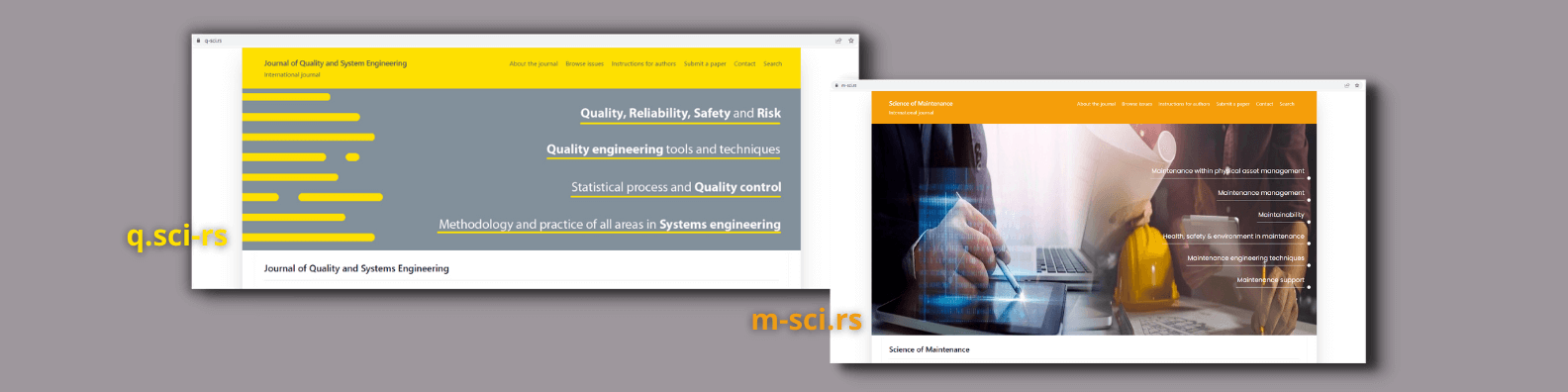 Websites of international scientific journals: q-sci.rs and m-sci.rs are created and launched